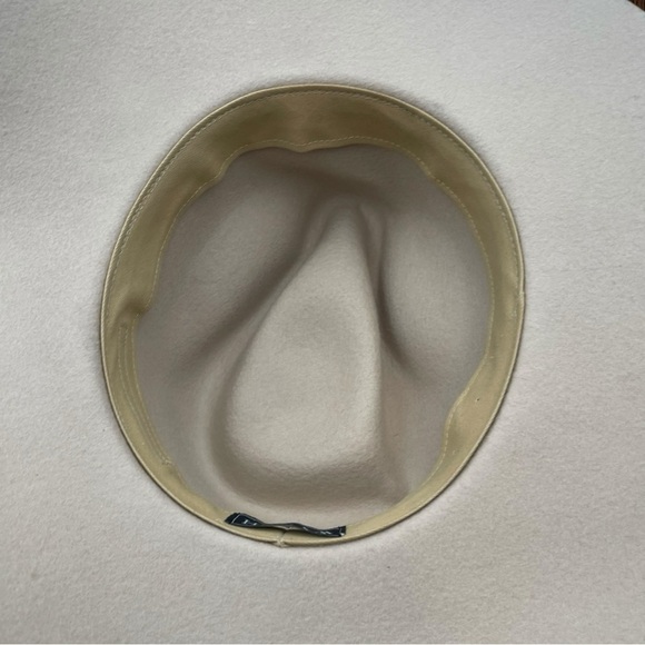 WYETH Wide Brim Fedora 100% Wool Felt Hat One Size Beige Neutral - Picture 15 of 15